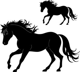 horse black silhouette vector element