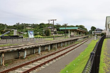 September 1, 2024, Higashimatsushima, Miyagi Prefecture, Japan.View of the remains of Nobiru Station (earthquake ruins).