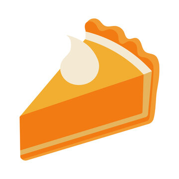 A slice of pumpkin pie with whipped cream on top. The pie is orange and has a light, fluffy texture