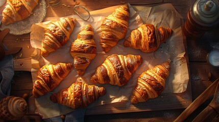 assortment of french croissants on a table