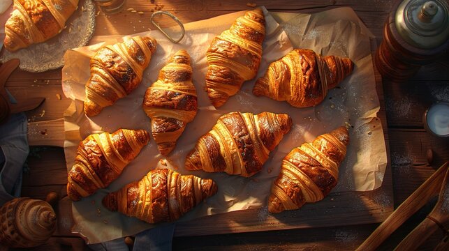 assortment of french croissants on a table