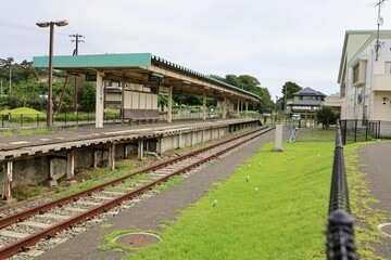 September 1, 2024, Higashimatsushima, Miyagi Prefecture, Japan.View of the remains of Nobiru Station (earthquake ruins).