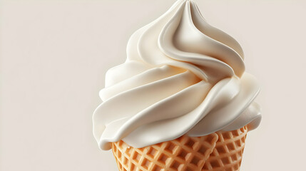 Creamy Soft Serve Ice Cream Cone Closeup