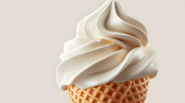 Creamy Soft Serve Ice Cream Cone Closeup
