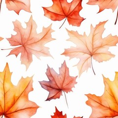 Watercolor autumn leaves pattern