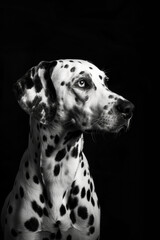 portrait studio photograph of dalmatian black and white