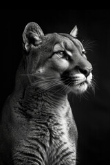 Naklejka premium portrait studio photograph of cougar black and white
