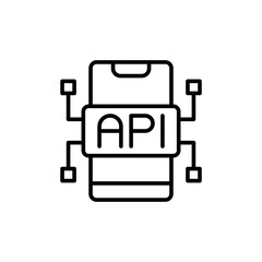 Fototapeta premium Mobile development outline icons, minimalist vector illustration ,simple transparent graphic element .Isolated on white background