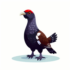 Capercaillie  bird against white background 