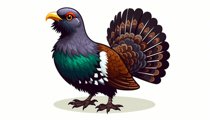 Fototapeta premium Capercaillie bird against white background 