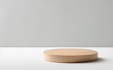 Minimal table for product display, light background.