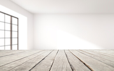 Minimal table for product display, light background.