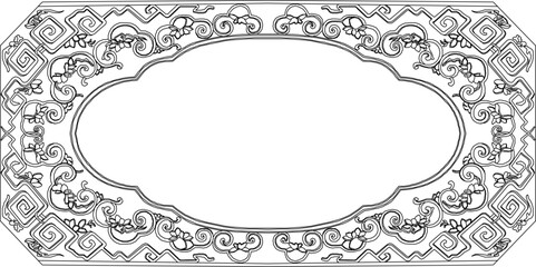 Vector sketch, illustration, silhouette, design, frame, background, pattern, natural floral ornament, vintage classic 