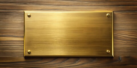 Plaque with a shiny gold finish on a wooden surface, plaque, award, recognition, achievement, trophy, honor, symbol