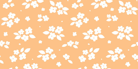 Seamless pattern with abstract simple monochrome floral print. Vector graphics.