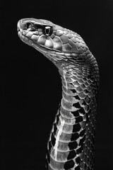 Fototapeta premium portrait studio photograph of king cobra black and white