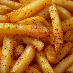 Crispy golden French fries seasoned with spices, ready to be enjoyed as a snack or side dish at a casual gathering