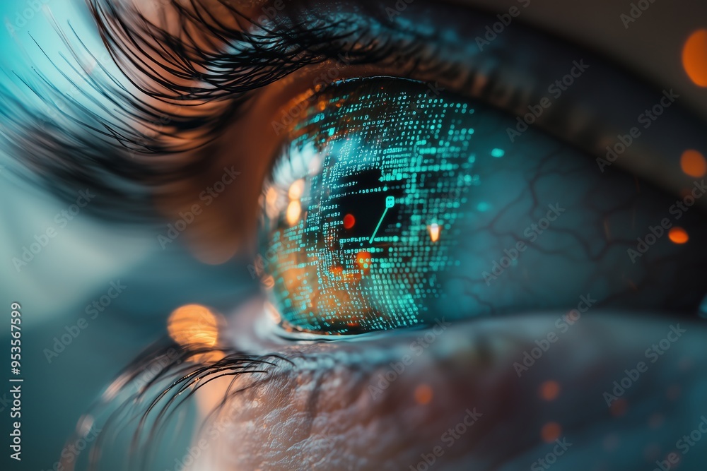 Poster futuristic eye technology a vision of innovation for business growth and development in an everevolv