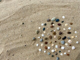 pebbles on the sand beach