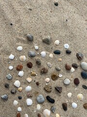 pebbles on the sand beach