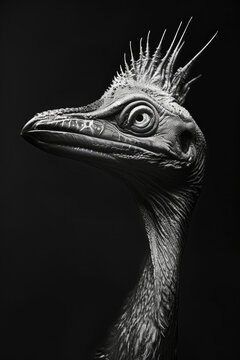 portrait studio photograph of ichthyornis black and white