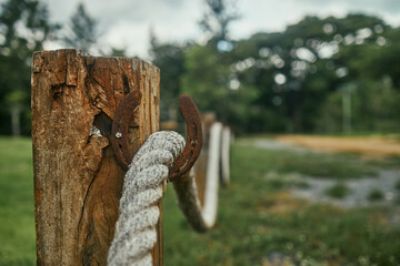 Old robe and rusty horseshoe