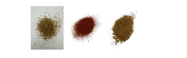 Close-up macro shot of 3 types of spices