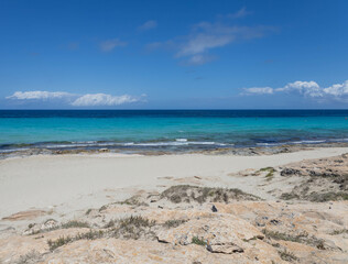 The beautiful coastline of Playa de Ses Illetes, Formentera.