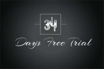 34 day free trial banner design. 34 days free banner background

