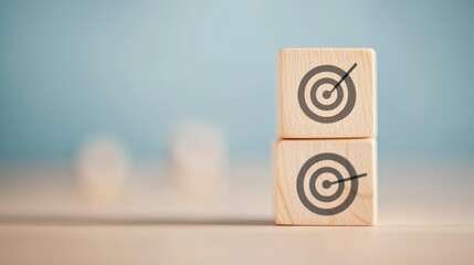 Two wooden blocks with a black target on them