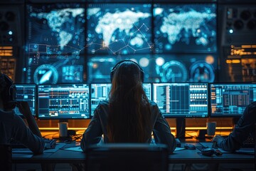 Group of people sitting in front of computer monitors