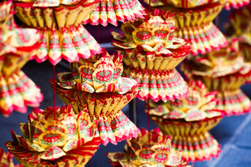 Fototapeta premium a collection of paper lotus flowers used for rituals