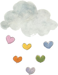 Cute clouds and rain watercolour illustration clipart vector design nursery room decor