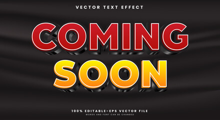 Coming soon editable text effect template vector design