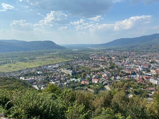 panoramic view on village in the mountains
