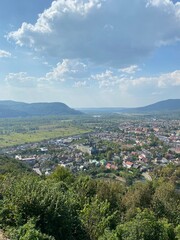 panoramic view on village in the mountains