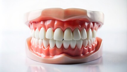 Obraz premium Close up of chattering teeth with a white background, chattering, teeth, mouth, dental, hygiene, cold, winter, fear, nervous, funny