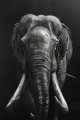 portrait studio photograph of platybelodon black and white