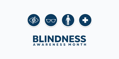 Blindness Awareness Month. Eye, glasses, people and plus icon. Great for cards, banners, posters, social media and more. White background. 