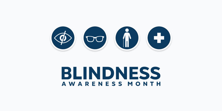 Blindness Awareness Month. Eye, glasses, people and plus icon. Great for cards, banners, posters, social media and more. White background. 