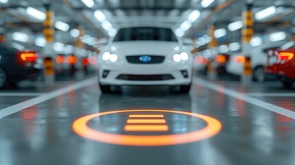 Innovative smart parking garage featuring advanced automated guidance systems sensors and technology solutions for efficient and convenient vehicle management in modern urban environments