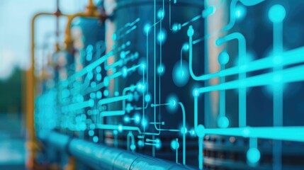 Intelligent water system with efficient resource management and deep depth of field showcasing the advanced technology and innovation in modern infrastructure and utility services