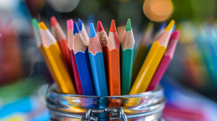 Obraz premium Colorful Drawing Pencils: A Vibrant Set for Artistic Creativity and Sketching