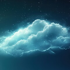 Naklejka premium A luminous cloud floating in a starry night sky, evoking a sense of tranquility and wonder.