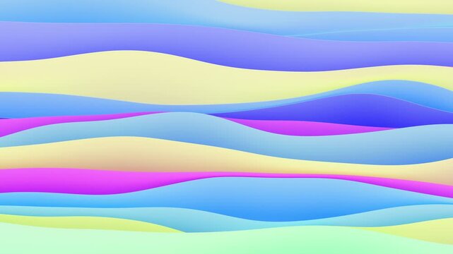 3D render of abstract wavy colorful background, 4K animated template