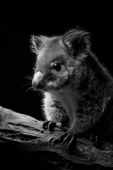 Obraz premium portrait studio photograph of marsupial black and white