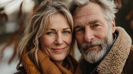 Close-up portrait of a loving senior couple