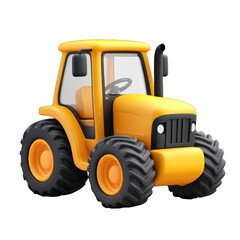 Obraz premium transparent background Yellow tractor illustration depicting heavy machinery used in agriculture and construction. Isolated on white background.