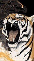 A hand-drawn tiger illustration as an art painting, perfect for art backgrounds and wallpapers.