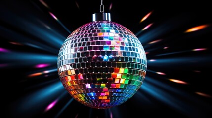 Obraz premium Disco ball reflecting light on dance floor